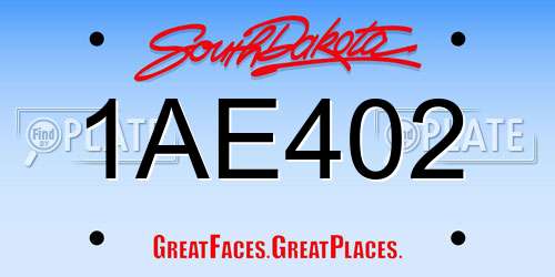 1AE402 South Dakota License Plate