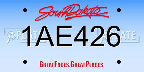 1AE426 South Dakota License Plate