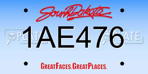 1AE476 South Dakota License Plate