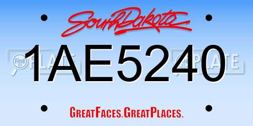 1AE5240 South Dakota License Plate