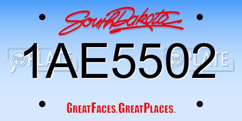 1AE5502 South Dakota License Plate