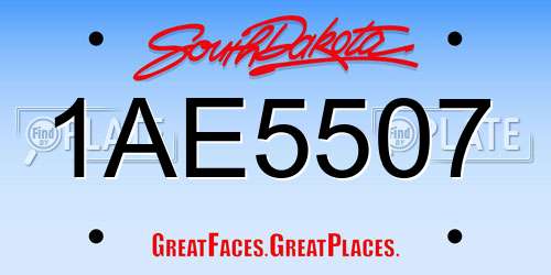 1AE5507 South Dakota License Plate