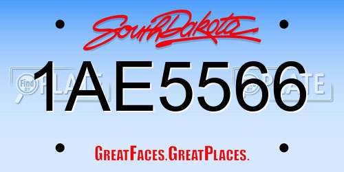 1AE5566 South Dakota License Plate
