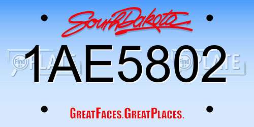 1AE5802 South Dakota License Plate