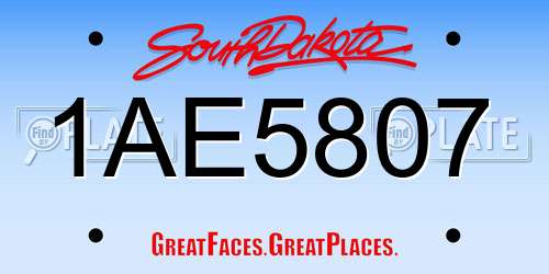 1AE5807 South Dakota License Plate
