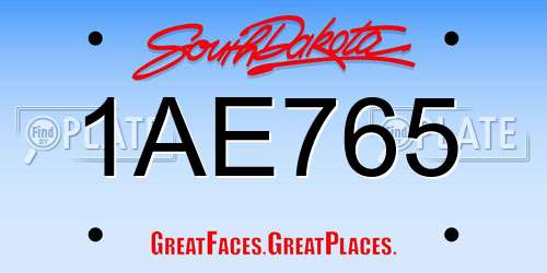 1AE765 South Dakota License Plate