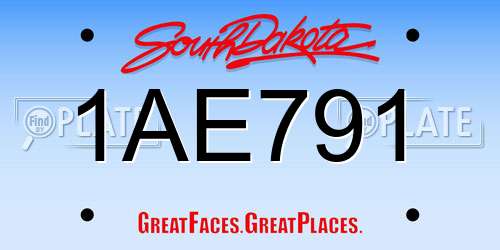 1AE791 South Dakota License Plate