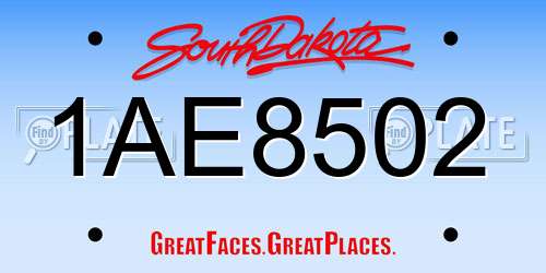 1AE8502 South Dakota License Plate