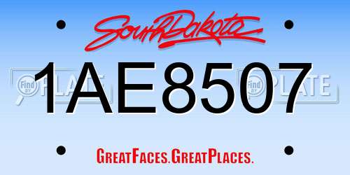 1AE8507 South Dakota License Plate
