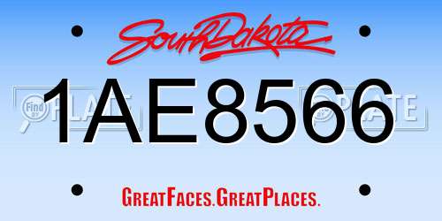 1AE8566 South Dakota License Plate