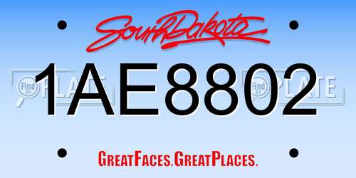 1AE8802 South Dakota License Plate