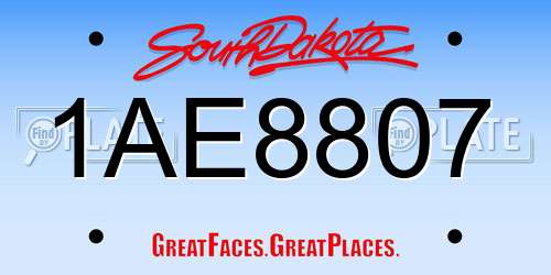 1AE8807 South Dakota License Plate