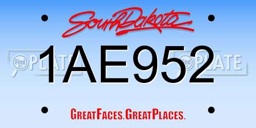 1AE952 South Dakota License Plate