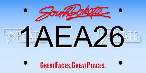 1AEA26 South Dakota License Plate