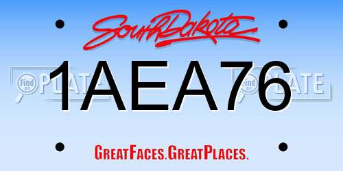 1AEA76 South Dakota License Plate