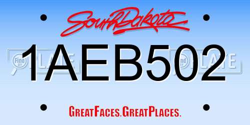 1AEB502 South Dakota License Plate