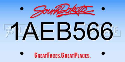 1AEB566 South Dakota License Plate