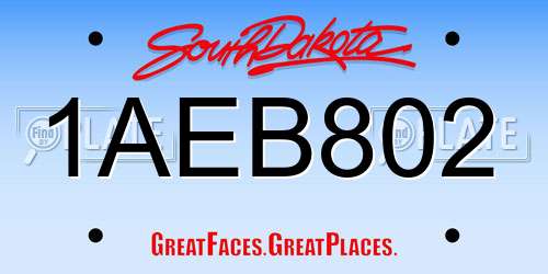 1AEB802 South Dakota License Plate
