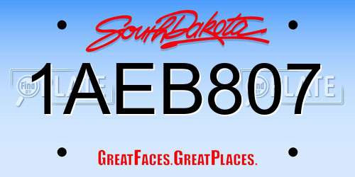 1AEB807 South Dakota License Plate