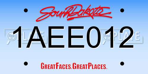 1AEE012 South Dakota License Plate