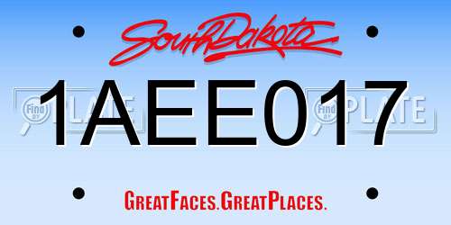 1AEE017 South Dakota License Plate