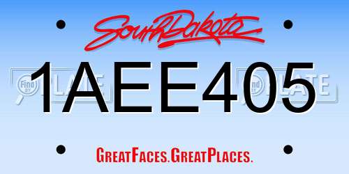 1AEE405 South Dakota License Plate
