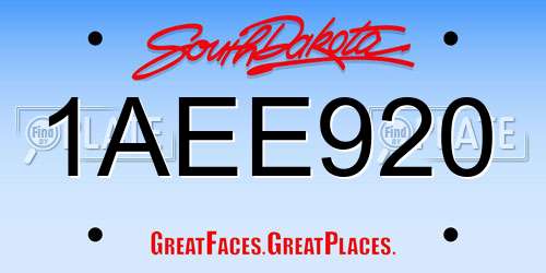 1AEE920 South Dakota License Plate