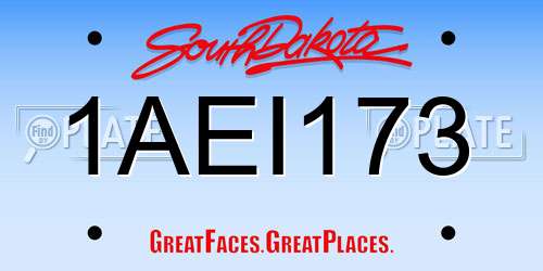 1AEI173 South Dakota License Plate
