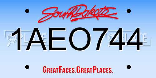 1AEO744 South Dakota License Plate