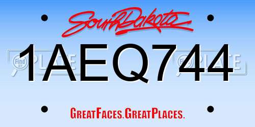 1AEQ744 South Dakota License Plate