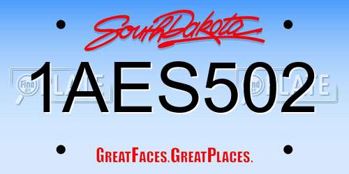 1AES502 South Dakota License Plate