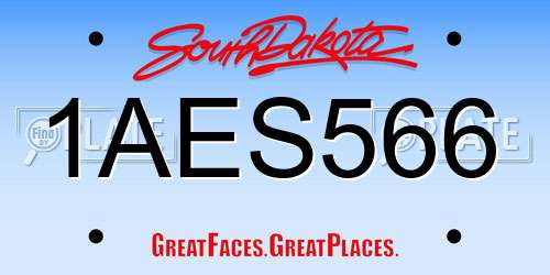 1AES566 South Dakota License Plate