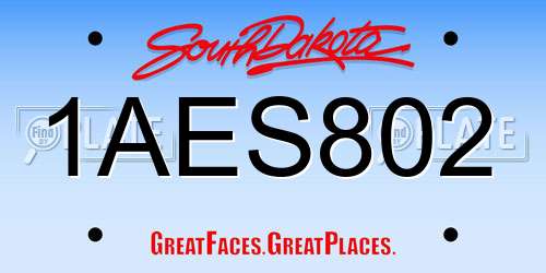1AES802 South Dakota License Plate
