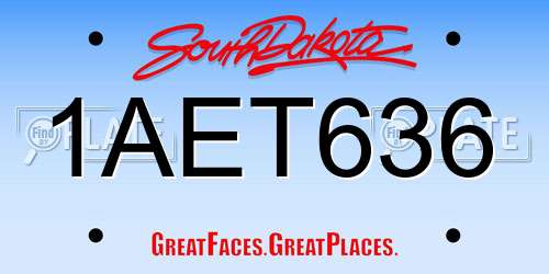 1AET636 South Dakota License Plate