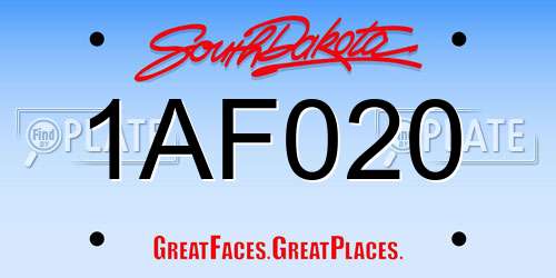 1AF020 South Dakota License Plate