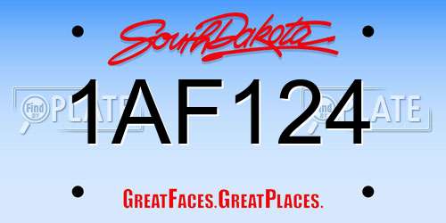 1AF124 South Dakota License Plate