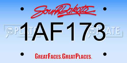 1AF173 South Dakota License Plate