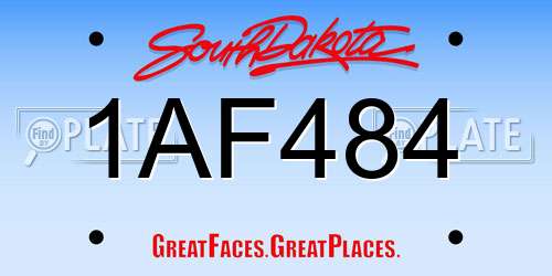 1AF484 South Dakota License Plate
