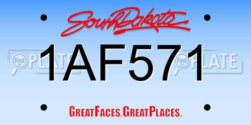 1AF571 South Dakota License Plate