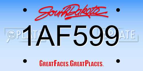 1AF599 South Dakota License Plate