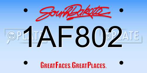 1AF802 South Dakota License Plate