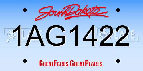1AG1422 South Dakota License Plate
