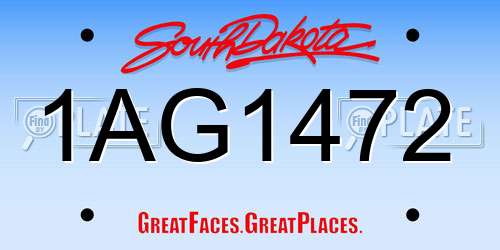 1AG1472 South Dakota License Plate
