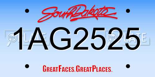 1AG2525 South Dakota License Plate