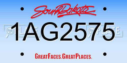 1AG2575 South Dakota License Plate