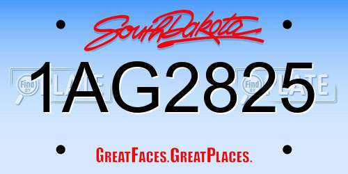 1AG2825 South Dakota License Plate