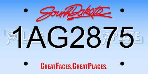 1AG2875 South Dakota License Plate