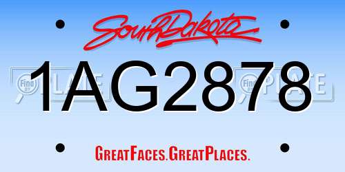 1AG2878 South Dakota License Plate