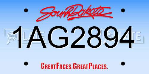 1AG2894 South Dakota License Plate