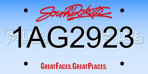 1AG2923 South Dakota License Plate